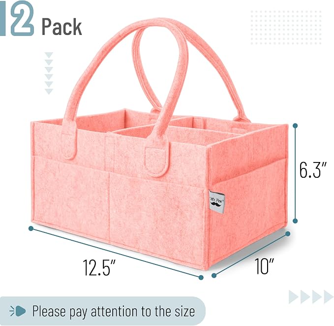 Mr. Pen- Baby Diaper Caddy Organizer, 2 Pack, Pink | Nursery Storage Bin and Car Organizer for Diapers and Baby Wipes