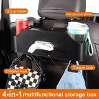 Car Rear Backseat Extra Multifunctional Drink Cup Holder Organizers with Tissue Storage Box Organizer & Hooks for Car Seat Back. imitation carbon fiber texture
