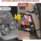 Backseat car Organizer with Touch Screen,2PACK of car organizer Kick Mats Back Seat Protector with 10pcs Storage Pockets,Car Seat Back Organizers Storage for Kids road trip essentials