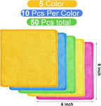 Cleaning Cloth Dry Erase Cloth Cleaning Rags Reasonable Kitchen Towels Microfiber Towels Cars Wash(6 x 6 Inch,Green/Blue/Yellow/Pink/Orange,50 Pcs)