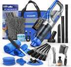 29PCS Car Cleaning Kit Interior Detailing for Men Women（Blue） | 17000PA High Power Handheld Cordless Car Vacuum Rechargeable, Detailing Brush Set, Windshield Cleaner Tool, Tire Brush