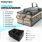 Trunk Organizer with Cooler For SUV Car Trunk, Foldable Storage, Car Accessories for Women Men, Collapsible Bag, 600D Oxford, Non Slip Bottom, Straps, Soft Cover (105L)