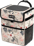 Car Trash Can - Leak-Proof Car Organizer and Storage Bag for The Back/Front/Console of Any Cars,Sedans, SUVs & Trucks Easy-to-Install Car Accessory Interior, Flamingo Print