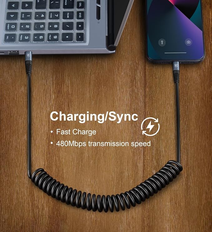 USB C to USB C Cable [3FT+6FT], 2Pack Coiled USB C Charger Cable for Car, Type C Fast Charging Cable Compatible with iPhone 17/16/ 15/Plus/Pro/Pro Max/MacBook Pro 2020/Samsung Galaxy S23