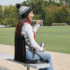 Heated Stadium Seat, Foldable, Lightweight with Carrying Strap, Foam Cushion for Comfort, Adjustable, Back Support, Multi-Functional Use As Stadium Seat or Seat Pad, Black Dyed Solid