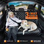 Dog Car Seat Cover for Back Seat, Waterproof Back Seat Covers for Dogs, PU Leather Nonslip Bench Dog Seat Cover Universal Fit Most Vehicles,SUVs,Small Trucks（Black,Standard）