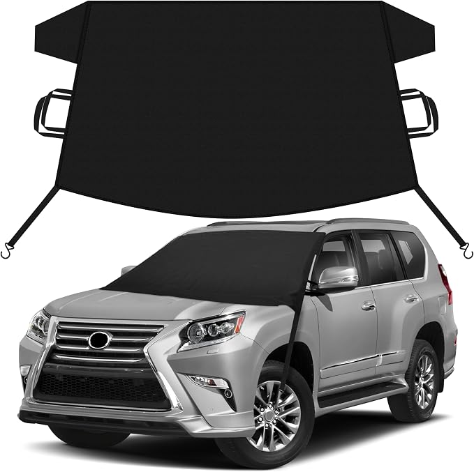 Car Snow Cover Compatible for Lexus GX 460 | Windshield Cover for Ice and Snow with S-Hook Straps | Heavy-Duty 600D Oxford Winter Car Cover, Waterproof & Anti-Slip