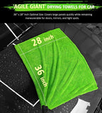 Complete Drying Towel Set, 3-Pack Microfiber Towels (28"x36" & 16"x16" Drying & Waffle Weave), 1400 GSM Ultra Absorbent, Streak-Free Car Detailing Towels for Bulk Water, Final Polish & Glass