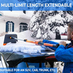 Extendable Snow Squeegee,Ice Scraper and Shovel 42" Lenght- Rotating Head, 3-1 Adjustable Frost Remover,Shoveling Tool with Ergonomic Handle Heavy Duty