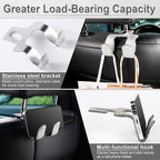 Upgraded Superior Leather Car Seat Back Headrest Hook, 2 in 1 Auto Seat Hook Hangers Holder Organization Interior Accessories for Purses Coats Umbrellas Grocery Bags Handbag (Gray)