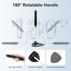 Windshield Cleaner Tool, Car Interior and Exterior Window Cleaning Kit with Extendable Handle & 4 Reusable Microfiber Pads, Auto Glass Wiper Brush Kit for Car & Home Windows (Grey)