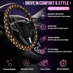 Celestial Checkerboard Steering Wheel Cover for Women Men Neoprene Breathable Boho Moon Star Wheel Cover Protector Anti-Slip Car Accessories Universal 15 Inch Fit for Cars Trucks Vehicles