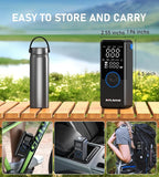 Tire Inflator Portable Air Compressor,4X Faster Inflation Cordless Tire Air Pump with Digital Gauge,Auto Shut-Off,LED Light,Electric Air Pump for Car Tires,SUV, Motorcycle, Bike, Balls(BLUE)