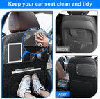 Back Seat Protector 2 Pack Fit for Honda Pilot Car Kick Mats with Touch Screen Tablet Holder Storage Organizer Waterproof Dirt Proof Faux Leather Auto Accessories for Kids (1 Pair Black)