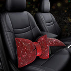 2 PCS Bling Car Pillows,Rhinestones Bowknot Car Headrest Pillow,Car Neck Pillow for Driver Relax Necksupport,Sleeping Travel Support Neck Pillow,Shiny Diamond Interior Accessories for Women,Red