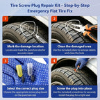 Tire Screw Plug Repair Kit, No Tire Removal Required, Sidewall Repair Tool Set with Portable Storage Box, Quick Flat Tire Fix for Cars, Trucks, Motorcycles, SUVs
