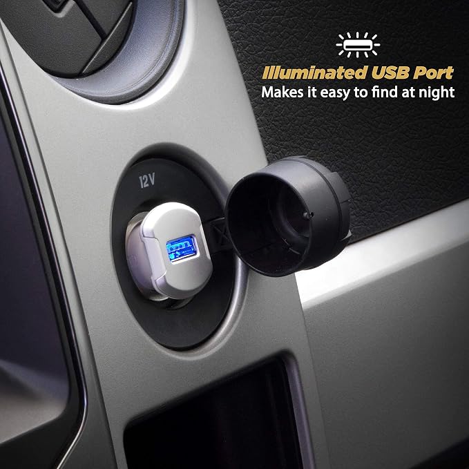 USBC121M ReVolt Universal Cigarette Lighter Single Device Compact One Port USB Car Charger, Fast Charge One Device Quickly, Black/Space Gray