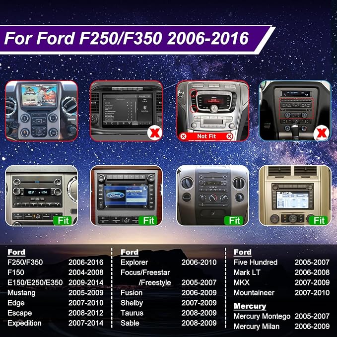 5GWiFi Radio for Ford F150 2004-2008, F250/F350 2006-2016, E150/E250/E350 2009-2014, Edge 2007-2010, Escape 2008-2012, Mustang Fusion Expedition Explorer 7"Touchscreen Stereo Carplay Android Auto GPS