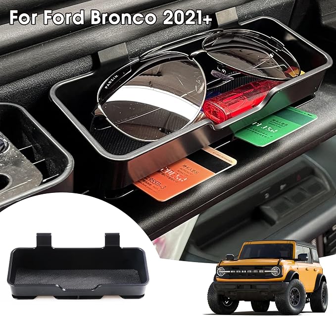 Sun Visor Sunglass Holder Compatible with 2021-2026 Ford Bronco 2/4 Door, Glasses Box Card Storage Organizer Interior Accessories, Not for Sport Model