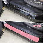 Car Door Sill Protector,3D Carbon Fiber Anti-Scratch Cover Strips,Universal Scuff Protective Door Threshold Edge Guard Vinyl Sticker for Car Truck SUV(4PCS,Pink)