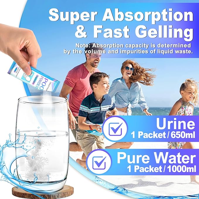 Poo Powder for Portable Toilet Gel Powder, Camping Toilet Gel 50PCS | Ocean Scent Pee Powder, Eco Toilet Gel for 650ml Urine/10g, Toilet Gel Powder for Outdoor Camping and Hiking