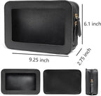 Clear Makeup Bag, Black Travel Makeup Pouch Toiletry Bag for Women Waterproof Small Cosmetic Bag Case Small Make Up Bag with Zipper Car Organizer Car Essentials for Women Men