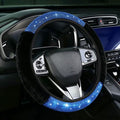 Bling Steering Wheel Cover Fluffy Rhinestone for Women Girls | Blue Diamond Elastic Car Steering Wheel Accessories Sparkling Fur Steering Wheel Protector Winter Warm Universal Fit 14"-15"