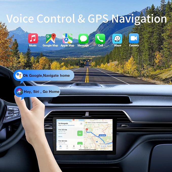 9 Inch Double Din Car Stereo, Android 13 Touchscreen Radio with Wireless Apple CarPlay & Android Auto, 2GB+64GB, GPS, Bluetooth, WiFi, FM/AM/RDS, Mirror Link, 720P AHD Backup Camera