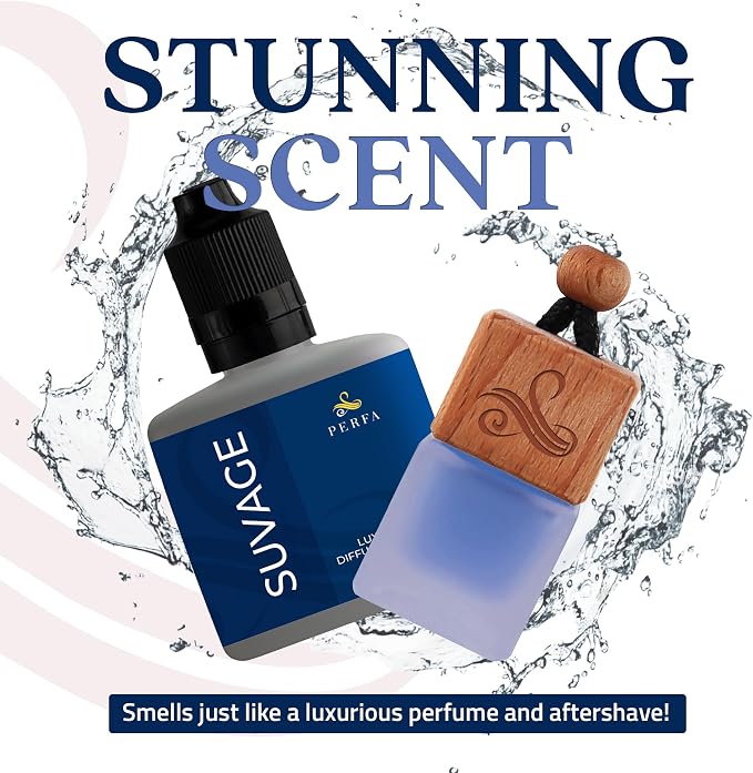 Solvère Gift Set with Refill Bottle | Automotive Air Fresheners with Solvère Fragrance | Strong Car Perfume | Odor Eliminating Car Air Fresheners by