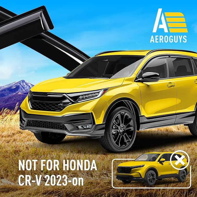 Extra Durable Window Deflectors Tape-On Window Visors Rain Guards Fit for CR-V (CRV) 2017-2022, Sun Visors, Wind Vent for Shades, Exterior Car Accessories - 6pcs. AG0723