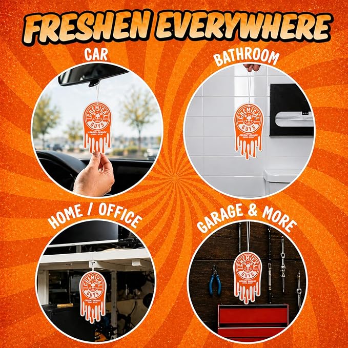 Hanging Car Air Freshener 3-Pack, Creamy Orange Swirl Premium Sweet Citrus & Smooth Creamy Vanilla Fragrance, Rearview Mirror Paper Fresheners for Cars, Trucks & SUVs