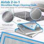 Airlab Glass Polishing Cloth Streak Free Miracle Cleaning Cloth Lint Free Microfiber Cleaning Rags for Glasses Kitchen Dish Mirrors Easy Clean, Pack of 6, 12" x 12", Sliver-Blue