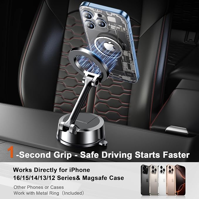 for MagSafe Dash Mounted Holders Phone Holders for Your Car Phone Mount for Car Windshield Dashboard Universal Desk Mounts Hands Free Automobile Cell Phone Holder Fit for iPhone Smartphone
