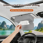Magnetic Foldable Car Tissue Box - Easy-Install Tissue Holder for Sun Visors and Seat Backs,Premium Leather Car Napkin Organizer—Designed for Commuters,Rideshare Drivers and Families(Grey)