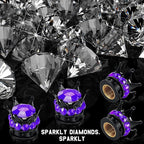 4 Pieces Crown Tire Valve Stem Caps Bling Handmade Crystal Rhinestone Universal Chrome Crown Vehicle Car Tire Caps Covers, Attractive Accessories for Car (Purple and Black)