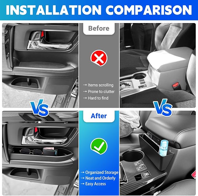 Door Handle Center Console Organizer Tray Fits for 2010-2024 Toyota 4Runner (Exclude Limited) Door Pocket Armrest Hanging Box Storage Compatible with 4Runner Interior Accessories, 5PCS