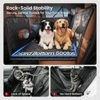 2.0 Hard Bottom Back Seat Extender for Heavy-Duty Dogs, Dog Truck Seat Cover with Cushion Sponge, Waterproof Dog Hammock with Mesh Window for Car, Universal Fit for Crew Cab Truck/SUV, XL Black