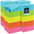 Shop Towels, 100 Pack - 11.5"x 11.5" Commercial Grade Work Rags for Cars, Microfiber Cleaning Cloths Bulk Detailing Cloth for Automotive Mechanic Garage Housekeeping Restaurant - Multicolor