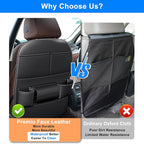 Back Seat Protector 2 Pack Fit for Jeep Grand Cherokee Car Kick Mats with Cup & Tissue Storage Organizer Pockets Waterproof Dirt Proof Faux Leather Auto Accessories for Kids(1 Pair Black)