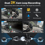 Motorcycle CarPlay Screen with Android Auto – 5” Waterproof GPS, Pantalla para Moto, Apple CarPlay, Navigation System for Motorcycle, Dual 2K Dash Cam Bluetooth Audio & TPMS (No SD Card)