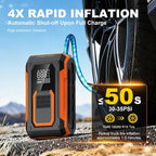 Tire Inflator Portable Air Compressor Cordless Air pump for Car Tires, 4 × Fast Inflation 35L/Min, Digital Dual Display, LED Light,Auto Shutoff for Car, Motorcycle, Bike, Pickup Truck and Ball