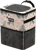 Car Trash Can with Lid and Storage Pockets - 100% Leak-Proof Organizer, Waterproof Garbage Can, Multipurpose Trash Bin for Car, 2 Gallons, Flamingo