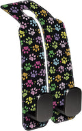 Car Headrest Purse Hanger Colorful Paw Prints 1 Pack Bag Purse Holder for Car Premium Leather Double Metal Hook for Handbags, Grocery Bags and Phones