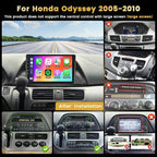 8 core 4+64G Android 15 Car Radio for Honda Odyssey 2005-2010 Stereo, 10.1 inch Screen with Wireless CarPlay Android Auto GPS Navigation WiFi Bluetooth Mirror Link DSP FM RDS + Backcup Camera