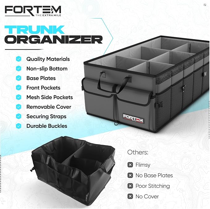 Trunk Organizer For SUV Car Trunk Organizer, Foldable Storage, Car Accessories for Women Men, Collapsible Bag, 600D Oxford, Non Slip Bottom, Straps, Soft Cover (85L)