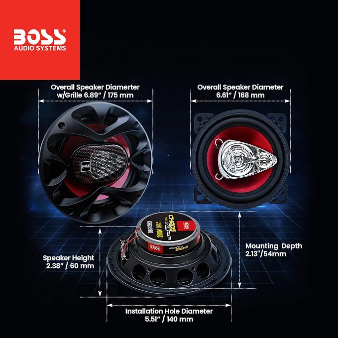 CH6530 Chaos Series 6.5 Inch Car Door Speakers - 300 Watts (Pair), 3 Way, Full Range, Tweeters, Coaxial, Sold in Pairs