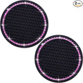 2PCS Bling Cup Holder Coaster, 2.75 Inch Auto Car Cup Holder Insert Coasters, Soft Silicone Anti-Slip Shockproof, Universal Vehicle Interior Accessories for Women Girls (Black & Pink)
