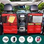 Strong Red Seat Back Protector Car Kick Mat with Pocket, 2 Pack Back Seat Protector for Kids Feet