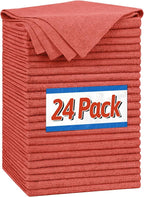 Microfiber Cleaning Cloth, Shop Towels Bulk, 24 Pack Red Microfiber Towels for Cars, All-Purpose Absorbent Cleaning Rags, Dust Cloth for Automotive, Mechanic, Garage, Bar, 12 x 11 inch