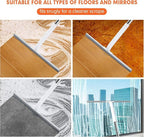 Rubber Floor Squeegee for Smooth Surface Concrete Floor, Tile Floor, Heavy Duty Garage Shower Floor Squeegee Broom for Removing Water, Commercial Scrubber Mop with Adjustable Long Handle